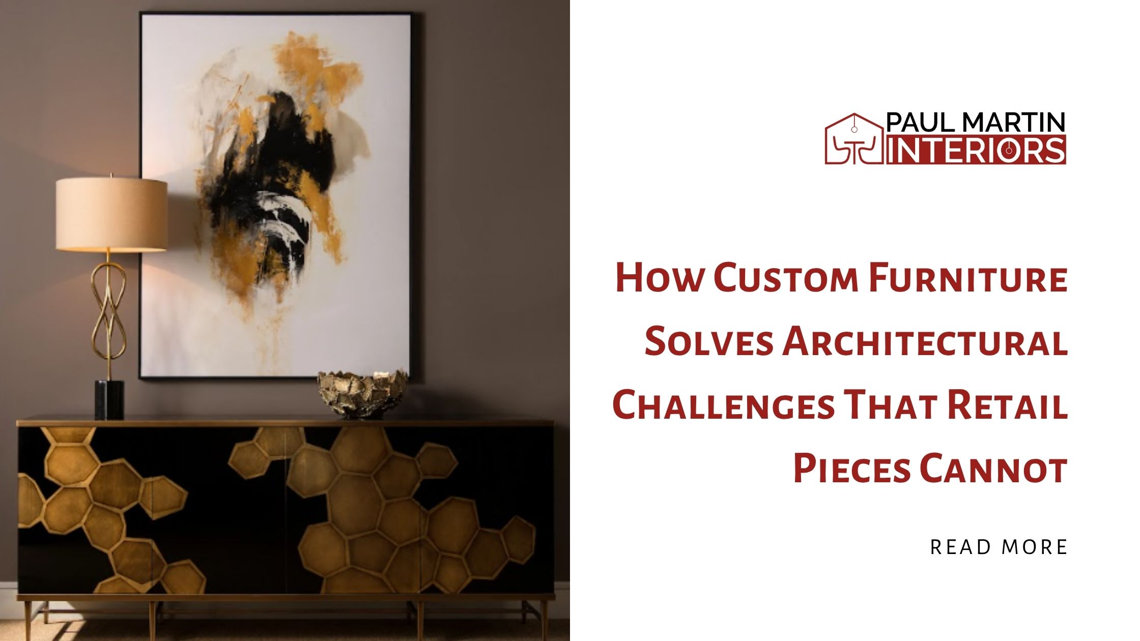 A storage cabinet with the business logo, blog title, and read more option.